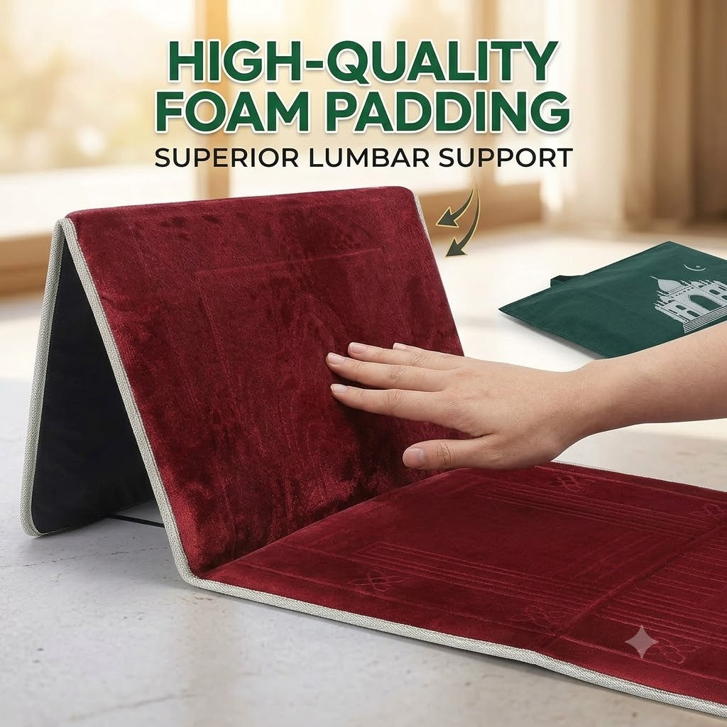 Foldable Muslim Prayer Rug Foam Prayer Mat with Comfortable Backrest