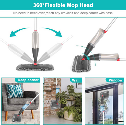 Modern Microfiber Spray Mop – Water Spray Floor Cleaner with 3 Mop Heads & Easy Lazy Cleaning Design