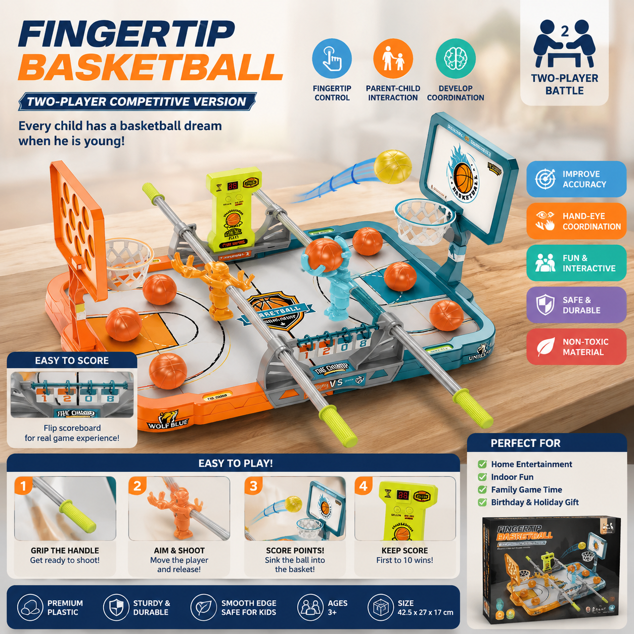 Interactive Kids Desktop Basketball Game for Indoor Fun