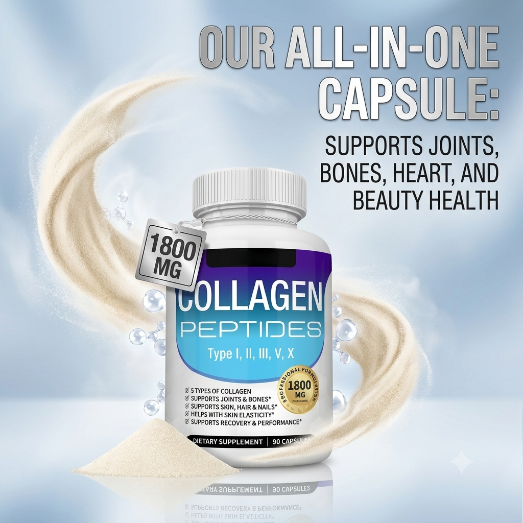 Natural Collagen Peptides Capsules – Joint, Bone, Skin & Hair Support (90 Capsules)