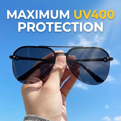 2025 Luxury Half-Rim UV400 Sunglasses – Large-Frame Unisex Fashion Eyewear
