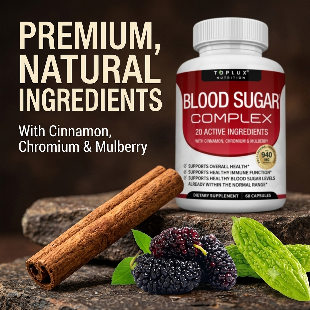 Blood Sugar Support Capsules – Herbal & Vitamin Daily Wellness Formula (60 Capsules)