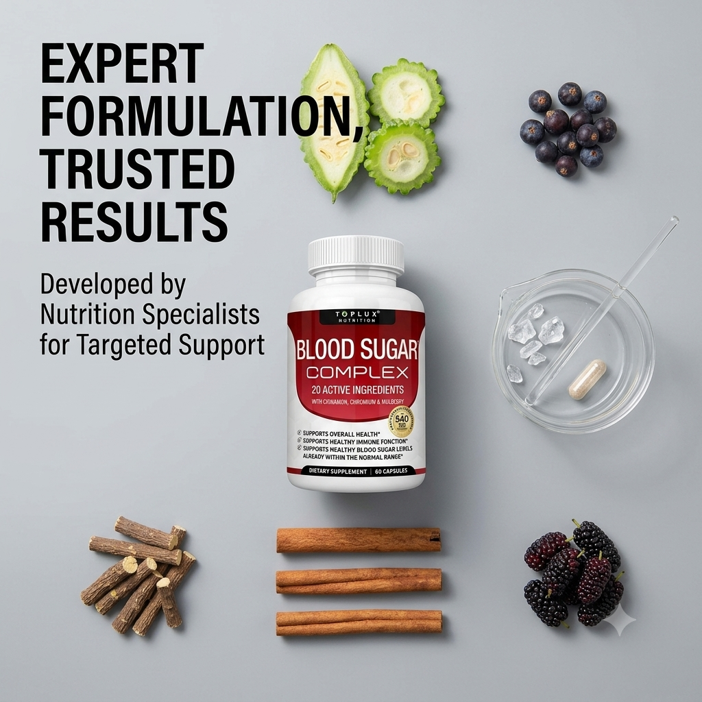 Blood Sugar Support Capsules – Herbal & Vitamin Daily Wellness Formula (60 Capsules)