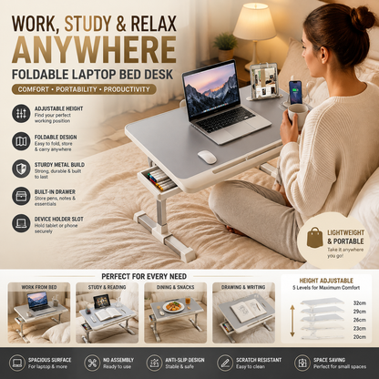 Portable Metal Laptop Bed Desk Adjustable Notebook Table