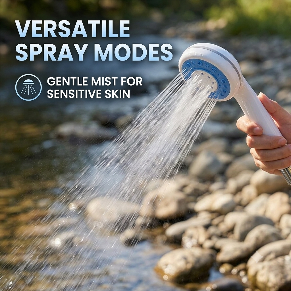 Portable Rechargeable Camping Shower – Electric Shower Pump with Handheld Sprayer (1800mAh)