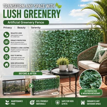 Artificial Greenery Fence Decorative Faux Plant for Balcony, Terrace & Yard