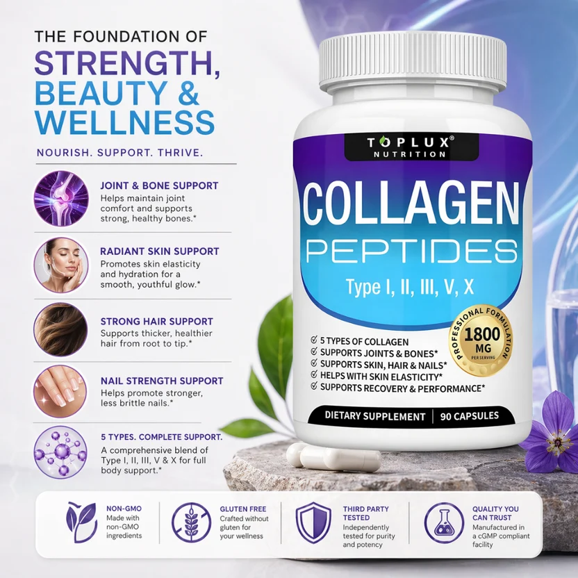 Natural Collagen Peptides Capsules – Joint, Bone, Skin & Hair Support (90 Capsules)