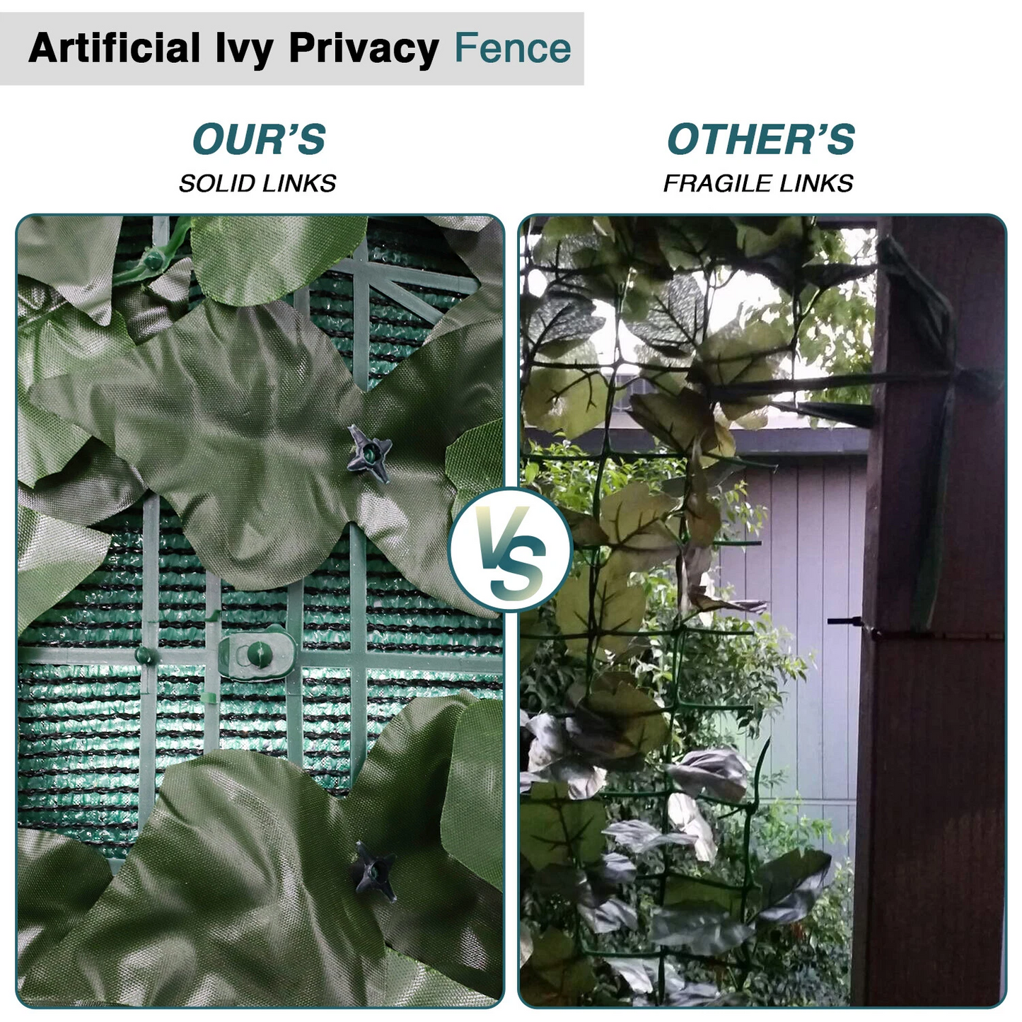 Artificial Greenery Fence Decorative Faux Plant for Balcony, Terrace & Yard